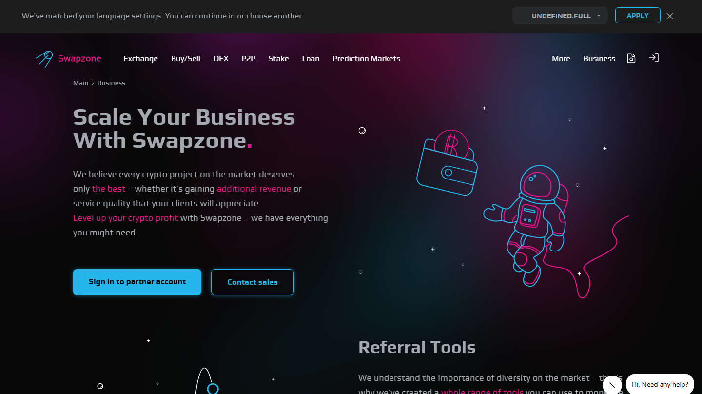 Swapzone partner network showing ChangeNOW and other providers July 2026