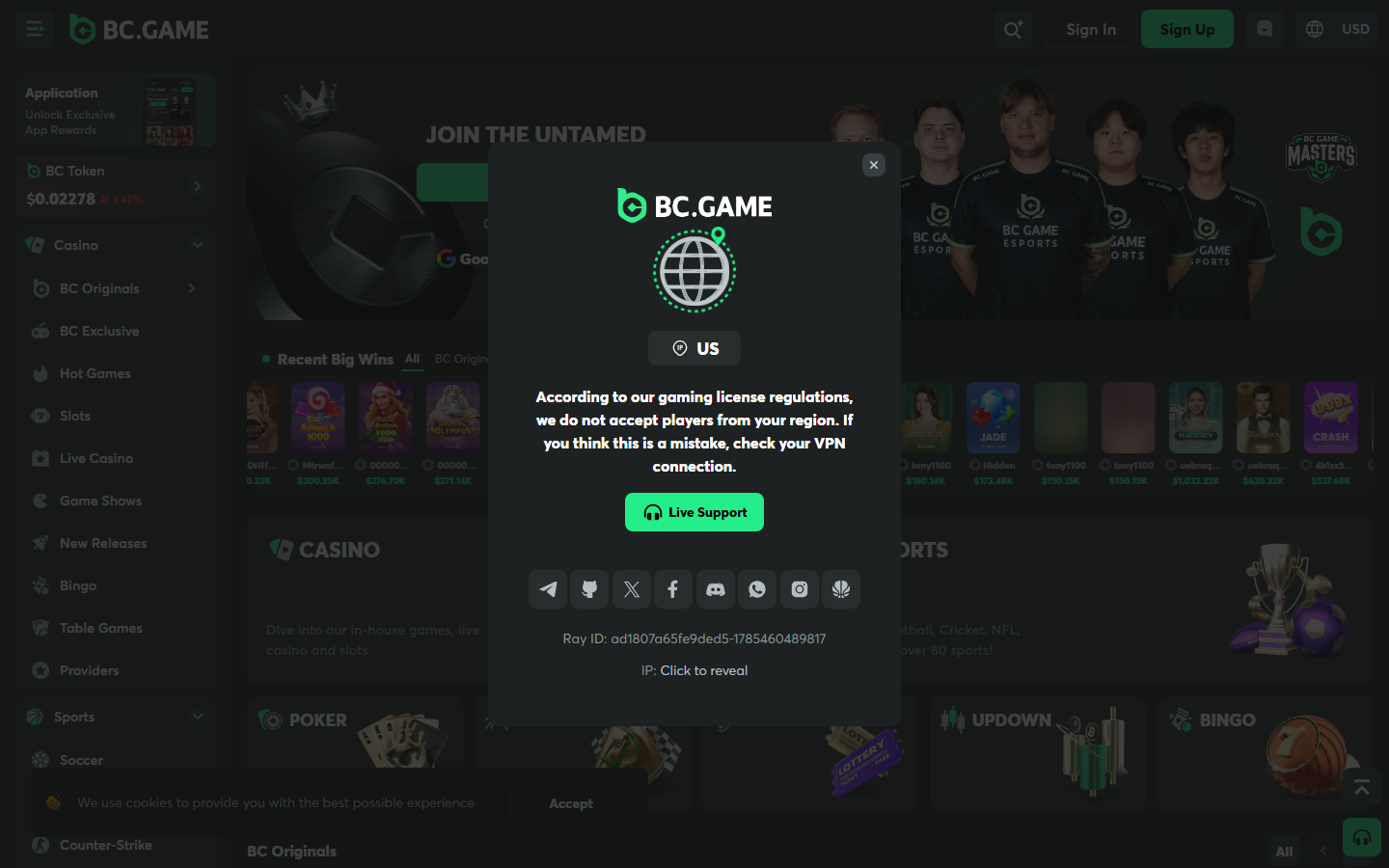BC.Game Bitcoin and crypto casino -- July 2026