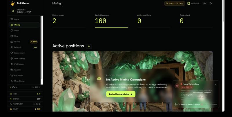 Bullshot Active Mining Dashboard