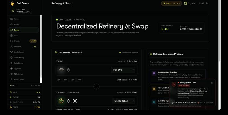 Bullshot Swap and Marketplace Interface